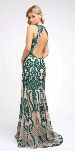 Juliet 243 Sequins Long Evening Dress Cut-Out Back(Green Sequins Long Prom Dress Cut Out Back) -Discount Dress Shops 243 juliet green back 96685794 c583 4ae2 856c 20cff3e3c1da