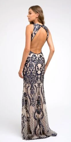 Juliet 243 Sequins Long Evening Dress Cut-Out Back(Green Sequins Long Prom Dress Cut Out Back) -Discount Dress Shops 243 juliet navy blue back a6bbb8a7 9458 4ea1 89bb bad26e425057