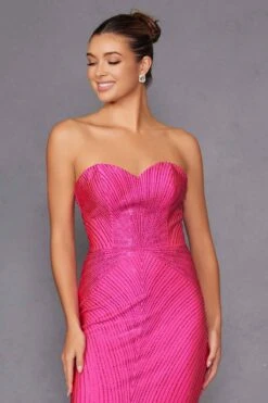 Juliet JT2472R Long Strapless Rhinestone Details Sweetheart Fitted Gown(Juliet Jt2472r Long Strapless Rhinestone Details Sweetheart Fitted Gown) -Discount Dress Shops 2472RFUCHSIA 3