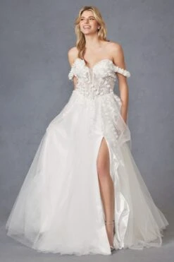 Juliet JT2483KW Dress Off Shoulder 3D Floral Ball Gown(Juliet Jt2483kw Dress Off Shoulder 3d Floral Ball Gown) -Discount Dress Shops 2483KW 2