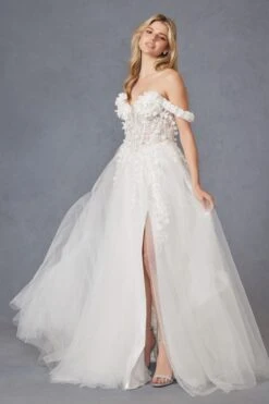 Juliet JT2483KW Dress Off Shoulder 3D Floral Ball Gown(Juliet Jt2483kw Dress Off Shoulder 3d Floral Ball Gown) -Discount Dress Shops 2483KW 3