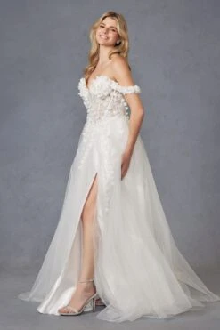 Juliet JT2483KW Dress Off Shoulder 3D Floral Ball Gown(Juliet Jt2483kw Dress Off Shoulder 3d Floral Ball Gown) -Discount Dress Shops 2483KW 4