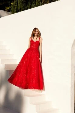 Juliet JT2495A Long A-Line Floral Lace Evening Gown(Juliet Jt2495a Long A Line Floral Lace Evening Gown) -Discount Dress Shops 2495ARED3688