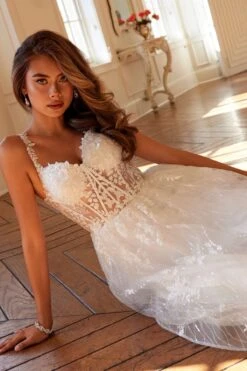 Juliet JT2495AW Long A-Line Floral Lace Bridal Gown(Juliet Jt2495aw Long A Line Floral Lace Bridal Gown) -Discount Dress Shops 2495AWOFFWHITE4117 1