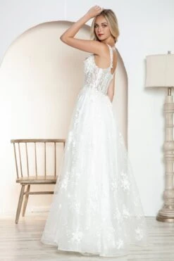 Juliet JT2495AW Long A-Line Floral Lace Bridal Gown(Juliet Jt2495aw Long A Line Floral Lace Bridal Gown) -Discount Dress Shops 2495AWOFFWHITE 2