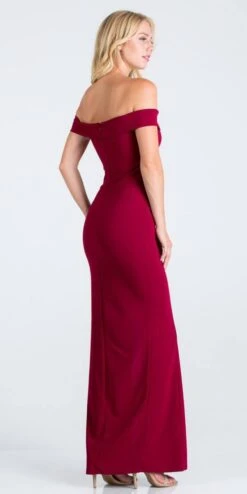 La Scala 25078 Off-the-Shoulder Long Fitted Dress With Slit(La Scala 25078 Off The Shoulder Long Formal Dress With Slit) -Discount Dress Shops 25078 la scala burgundy back