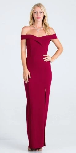 La Scala 25078 Off-the-Shoulder Long Fitted Dress With Slit(La Scala 25078 Off The Shoulder Long Formal Dress With Slit) -Discount Dress Shops 25078 la scala burgundy f2ca7a53 62ed 4cda 99d6 fe3e50e6681a