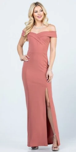 La Scala 25078 Off-the-Shoulder Long Fitted Dress With Slit(La Scala 25078 Off The Shoulder Long Formal Dress With Slit) -Discount Dress Shops 25078 la scala dark