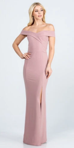 La Scala 25078 Off-the-Shoulder Long Fitted Dress With Slit(La Scala 25078 Off The Shoulder Long Formal Dress With Slit) -Discount Dress Shops 25078 la scala rose