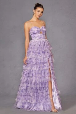 Juliet JT2508A Sweetheart Keyhole Neckline Ruffled Tier Skirt Gown(Juliet Jt2508a Sweetheart Keyhole Neckline Ruffled Tier Skirt Gown) -Discount Dress Shops 2508ALILAC 4