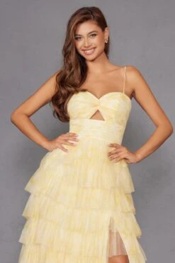 Juliet JT2508A Sweetheart Keyhole Neckline Ruffled Tier Skirt Gown(Juliet Jt2508a Sweetheart Keyhole Neckline Ruffled Tier Skirt Gown) -Discount Dress Shops 2508AYELLOW 2