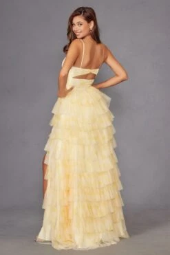 Juliet JT2508A Sweetheart Keyhole Neckline Ruffled Tier Skirt Gown(Juliet Jt2508a Sweetheart Keyhole Neckline Ruffled Tier Skirt Gown) -Discount Dress Shops 2508AYELLOW 5