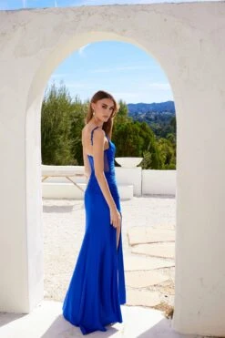 Juliet JT2518i Long Fitted Floral Strap Evening Gown Side Slit(Juliet Jt2518i Long Fitted Floral Strap Evening Gown Side Slit) 37 Juliet JT2518i Long Fitted Floral Strap Evening Gown Side Slit(Juliet Jt2518i Long Fitted Floral Strap Evening Gown Side Slit) -Discount Dress Shops 2518LROYALBLUE1923