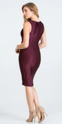La Scala 25196 Bodycon V-Neck Short Cocktail Dress Sleeveless(La Scala 25196 V Neck Short Cocktail Dress Sleeveless) -Discount Dress Shops 25196 la scala dark burgundy back c0cde7fc ac2a 41d3 b5a0 e7a39fb059a3