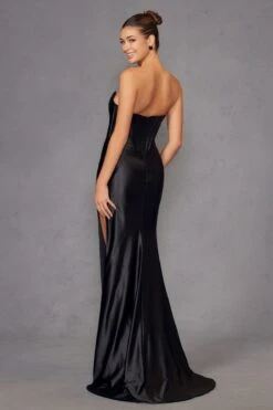 Juliet JT2527L Dress Long Strapless Sweetheart Satin Gown(Juliet Jt2527l Dress Long Strapless Sweetheart Satin Gown) -Discount Dress Shops 2527LBLACK 6