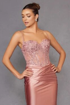 Juliet JT2531K Fitted Bodice Long Satin Sweetheart Prom Gown(Juliet Jt2531k Fitted Bodice Long Satin Sweetheart Prom Gown) -Discount Dress Shops 2531KROSEGOLD 2