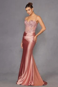 Juliet JT2531K Fitted Bodice Long Satin Sweetheart Prom Gown(Juliet Jt2531k Fitted Bodice Long Satin Sweetheart Prom Gown) -Discount Dress Shops 2531KROSEGOLD 3