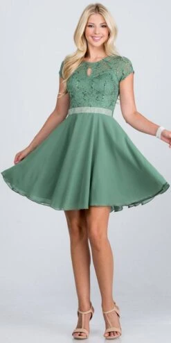 La Scala 25390 Embellished Waist Short A-Line Cocktail Dress(Embellished Waist Short Cocktail Dress Black) -Discount Dress Shops 25390 la scala sage c4baff5a 294a 4e06 8daf 4f066b3f7a4d