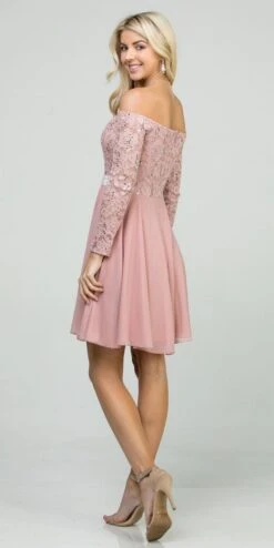 La Scala 25406 Off-Shoulder Long Sleeved Short Cocktail Dress(La Scala 25406 Off Shoulder Long Sleeved Short Cocktail Dress) -Discount Dress Shops 25406 la scala mauve back 0b073efd 83e0 4c60 bf6a b88627a38793