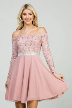 La Scala 25406 Off-Shoulder Long Sleeved Short Cocktail Dress(La Scala 25406 Off Shoulder Long Sleeved Short Cocktail Dress) -Discount Dress Shops 25406 la scala mauve zoom ac2572b2 6317 4ce0 9aba d9c35e93b7b1