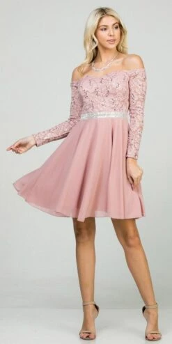 La Scala 25406 Off-Shoulder Long Sleeved Short Cocktail Dress(La Scala 25406 Off Shoulder Long Sleeved Short Cocktail Dress) -Discount Dress Shops 25406 la scala mauve 31cc2a06 d179 42c6 9d17 1be55bcd8fb2