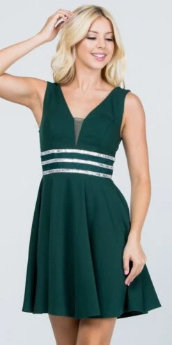 La Scala 25408 Sleeveless Embellished Waist Short Cocktail Dress(Sleeveless Embellished Waist Short Cocktail Dress Blush) -Discount Dress Shops 25408 la scala hunter green