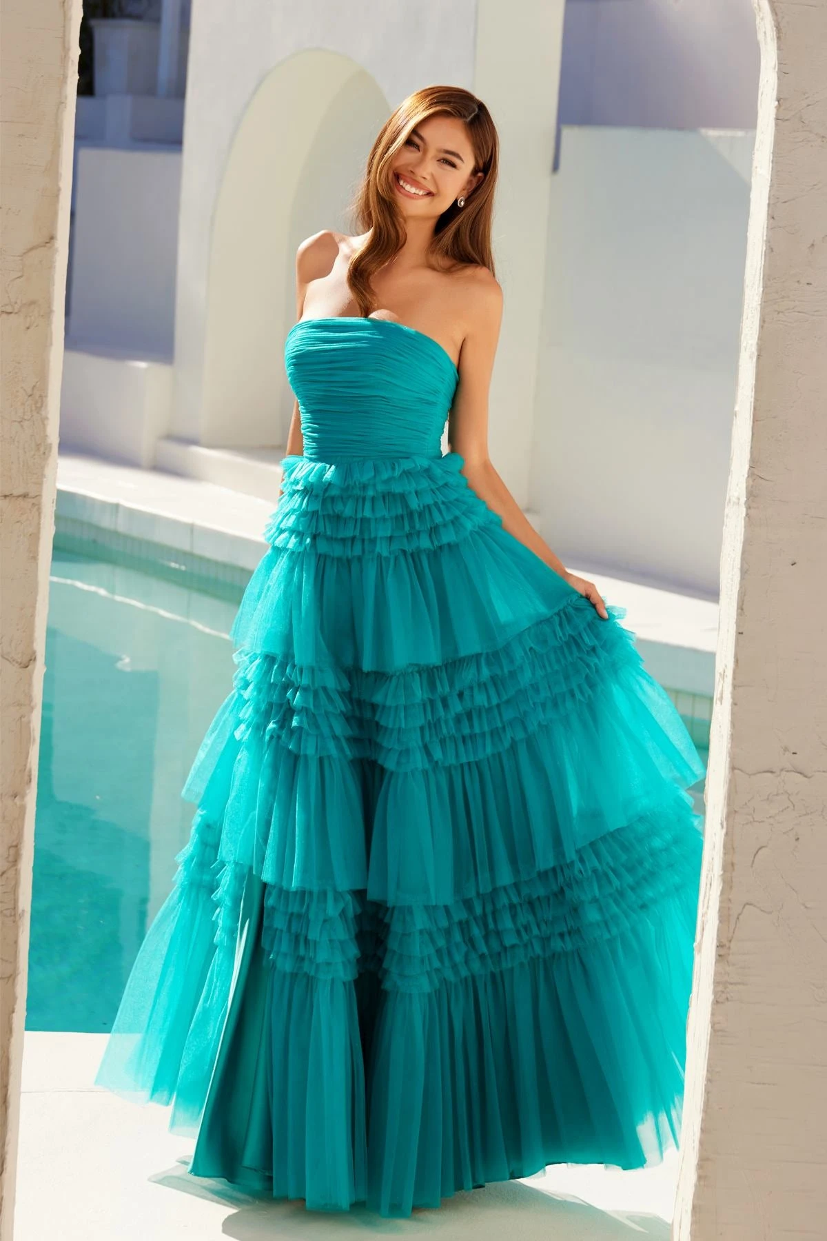 Juliet JT2542S Long Strapless Layered Tulle A-Line Gown(Juliet Jt2542s Long Strapless Layered Tulle A Line Gown) 1 Juliet JT2542S Long Strapless Layered Tulle A-Line Gown(Juliet Jt2542s Long Strapless Layered Tulle A Line Gown)