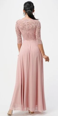 La Scala 25434 Long Chiffon Dress Lace Mid-Length Sleeve(La Scala 25434 Long Evening Dark Mauve Chiffon Dress Lace Mid Length Sleeve) -Discount Dress Shops 25434 la scala blush back 98a2d236 7edd 4c5a 8808 dc4fb797bc54