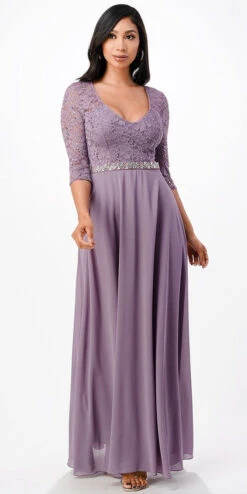 La Scala 25434 Long Chiffon Dress Lace Mid-Length Sleeve(La Scala 25434 Long Evening Dark Mauve Chiffon Dress Lace Mid Length Sleeve) -Discount Dress Shops 25434 la scala lavender a2b7af9b 0a5b 4e6e a1fd 614e7a7fef0a