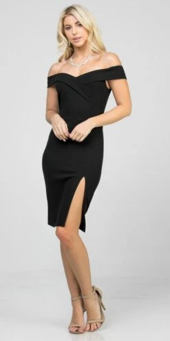 La Scala 25451 Knee Length Off-Shoulder Short Cocktail Dress With Slit(La Scala 25451 Off Shoulder Short Cocktail Dress With Slit) -Discount Dress Shops 25451 la scala black full 971feaad 9963 4fe3 80be fe8077aeb2fa