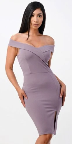 La Scala 25451 Knee Length Off-Shoulder Short Cocktail Dress With Slit(La Scala 25451 Off Shoulder Short Cocktail Dress With Slit) -Discount Dress Shops 25451 la scala lavender bfb4fa98 df52 4a22 98a9 da16bee6f7cf