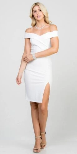 La Scala 25451 Knee Length Off-Shoulder Short Cocktail Dress With Slit(La Scala 25451 Off Shoulder Short Cocktail Dress With Slit) -Discount Dress Shops 25451 la scala off white 0e55c568 8b6e 443a a804 8e24ae1d7c94