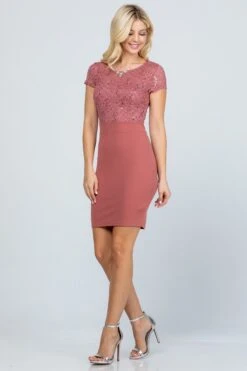 La Scala 25488 Short Pencil Dress Short Sleeve Lace Top Form Fit(Short Pencil Dress Black Short Sleeve Lace Top Form Fit) -Discount Dress Shops 25488 la scala dark mauve side f550640e e44b 4f63 844a 862d05488ade