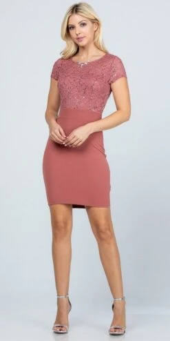 La Scala 25488 Short Pencil Dress Short Sleeve Lace Top Form Fit(Short Pencil Dress Black Short Sleeve Lace Top Form Fit) -Discount Dress Shops 25488 la scala dark mauve 652375d0 4f5c 4e20 8fdc 388d5aeb80c0
