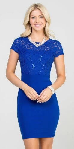La Scala 25488 Short Pencil Dress Short Sleeve Lace Top Form Fit(Short Pencil Dress Black Short Sleeve Lace Top Form Fit) -Discount Dress Shops 25488 la scala royal blue 61371fde ba2f 41b1 943b 56d9cb6420f5