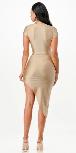 La Scala 25493 Short Sexy Asymmetrical Fitted Cocktail Dress Twisted Bodice(La Scala 25493 Short Sexy Asymmetrical Fitted Cocktail Dress Twisted Bodice) -Discount Dress Shops 25493 la scala dark beige back