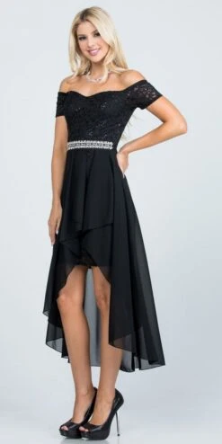 La Scala 25503 Embellished Waist High Low Cocktail Dress(La Scala 25503 Embellished Waist High And Low Cocktail Dress Black) -Discount Dress Shops 25503 la scala black side 74fa67de e60e 4a7c bacc 88683b510cc6