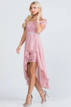 La Scala 25503 Embellished Waist High Low Cocktail Dress(La Scala 25503 Embellished Waist High And Low Cocktail Dress Black) -Discount Dress Shops 25503 la scala blush side