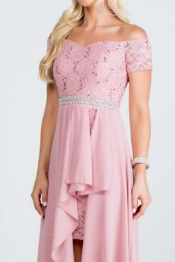 La Scala 25503 Embellished Waist High Low Cocktail Dress(La Scala 25503 Embellished Waist High And Low Cocktail Dress Black) -Discount Dress Shops 25503 la scala blush zoom