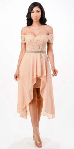 La Scala 25503 Embellished Waist High Low Cocktail Dress(La Scala 25503 Embellished Waist High And Low Cocktail Dress Black) -Discount Dress Shops 25503 la scala gold