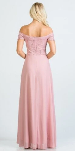 La Scala 25555 Off-Shoulder Long A-Line Dress With Slit(La Scala 25555 Off Shoulder Long Formal Dress With Slit) -Discount Dress Shops 25555 la scala blush back 0e4e8340 8997 4a0c 9425 3ffd7d34bba8