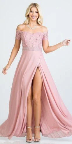 La Scala 25555 Off-Shoulder Long A-Line Dress With Slit(La Scala 25555 Off Shoulder Long Formal Dress With Slit) -Discount Dress Shops 25555 la scala blush 0075a489 f28e 4b73 a244 01147e91daa1