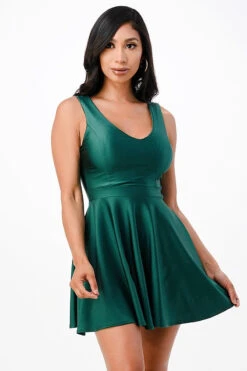 La Scala 25589 Sleeveless Dalia Fit And Flared Solid V-Neck Tricot Dress(La Scala 25589 Sleeveless Dalia Fit And Flared Solid V Neck Tricot Dress) -Discount Dress Shops 25589 la scala hunter green