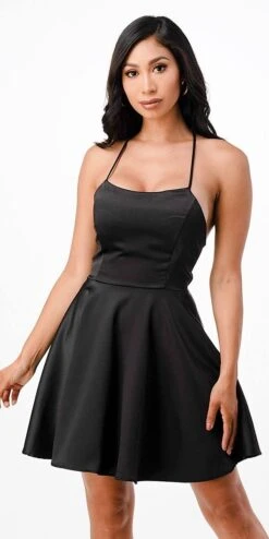 La Scala 25713 Short Fit And Flare Dress Spaghetti Straps Criss Cross Back(La Scala 25713 Short Fit And Flare Dress Spaghetti Straps Criss Cross Back) -Discount Dress Shops 25713 la scala black a363d2b5 8e02 412a bc42 53749e87e643