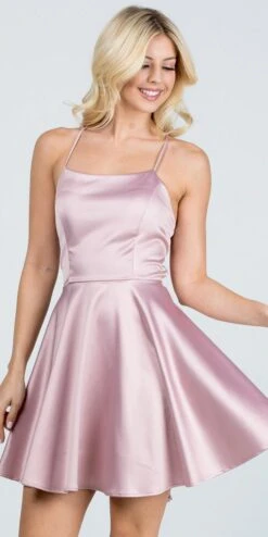 CLEARANCE - La Scala 25713 Short Fit And Flare Dress Spaghetti Straps (Size M)(Clearance La Scala 25713 Short Fit And Flare Dress Spaghetti Straps Criss Cross Back) -Discount Dress Shops 25713 la scala dusty pink a8005776 2ae3 4539 836c b74fca4db4ab