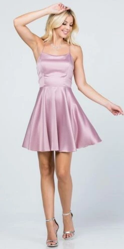 La Scala 25713 Short Fit And Flare Dress Spaghetti Straps Criss Cross Back(La Scala 25713 Short Fit And Flare Dress Spaghetti Straps Criss Cross Back) -Discount Dress Shops 25713 la scala mauve fa4f69dd 31e2 4e25 a349 b687edff4c0e