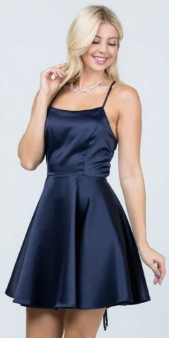 La Scala 25713 Short Fit And Flare Dress Spaghetti Straps Criss Cross Back(La Scala 25713 Short Fit And Flare Dress Spaghetti Straps Criss Cross Back) -Discount Dress Shops 25713 la scala navy blue zoom fd0a3f84 468e 45d7 8594 a74907b0a687