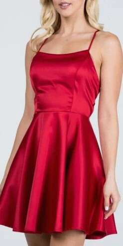CLEARANCE - La Scala 25713 Short Fit And Flare Dress Spaghetti Straps (Size M)(Clearance La Scala 25713 Short Fit And Flare Dress Spaghetti Straps Criss Cross Back) -Discount Dress Shops 25713 la scala red zoom 0211bb3d d155 4135 b83f 6f8c737bc68c