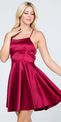 CLEARANCE - La Scala 25713 Short Fit And Flare Dress Spaghetti Straps (Size M)(Clearance La Scala 25713 Short Fit And Flare Dress Spaghetti Straps Criss Cross Back) -Discount Dress Shops 25713 la scala wine zoom d423ad7a caff 4369 9773 04ec7fffcf91