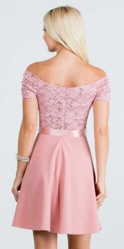 La Scala 25737 Off The Shoulder Ruched Sleeve Lace Fit And Flare Dress(La Scala 25737 Off The Shoulder Ruched Sleeve Lace Fit And Flare Dress Sash Satin Waist) -Discount Dress Shops 25737 la scala blush back c560440d ef3c 4cef 93ae d7e8a910743c